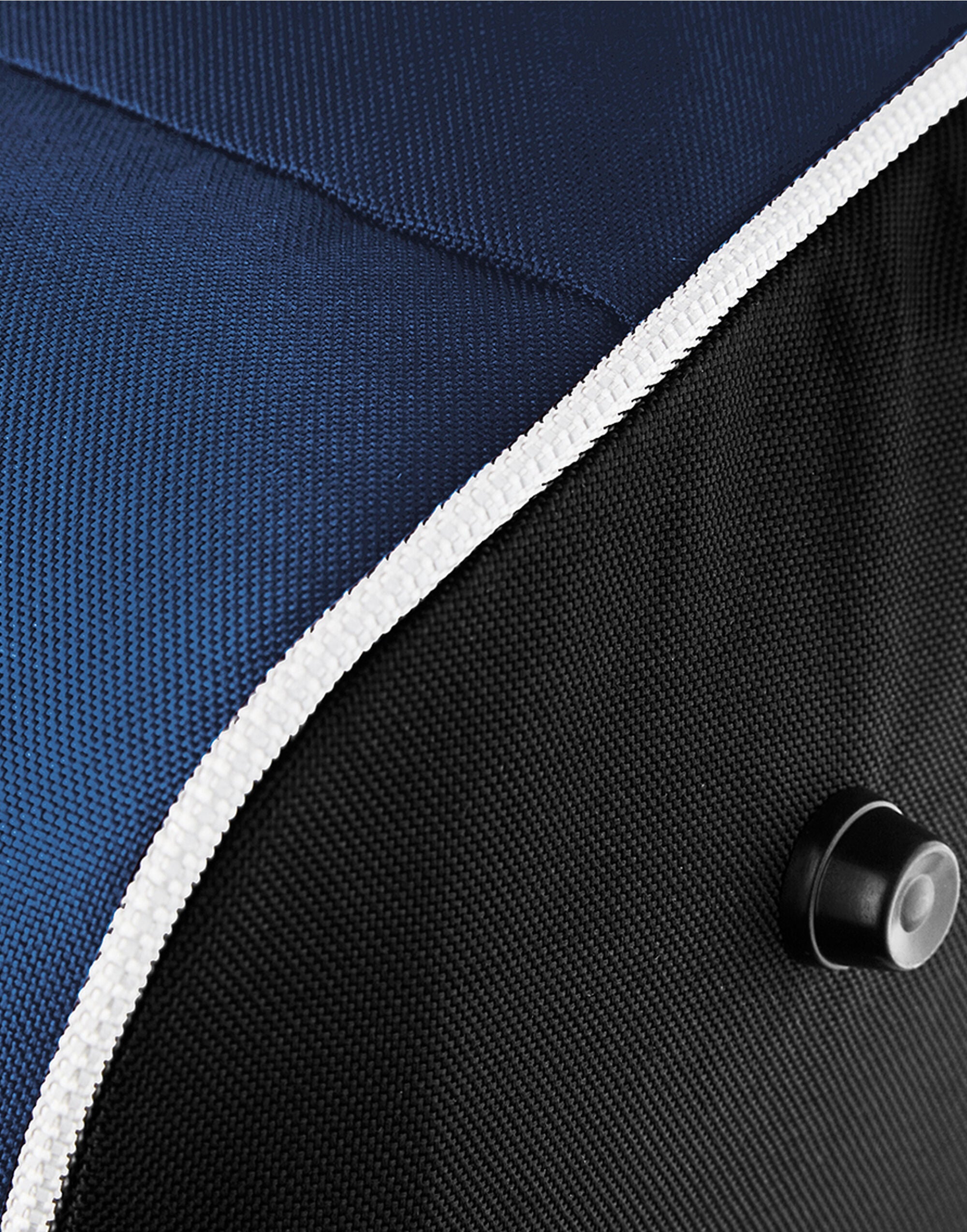 The black Bagbase Teamwear Holdall, showing the D-zip opening for easy access to the main compartment.