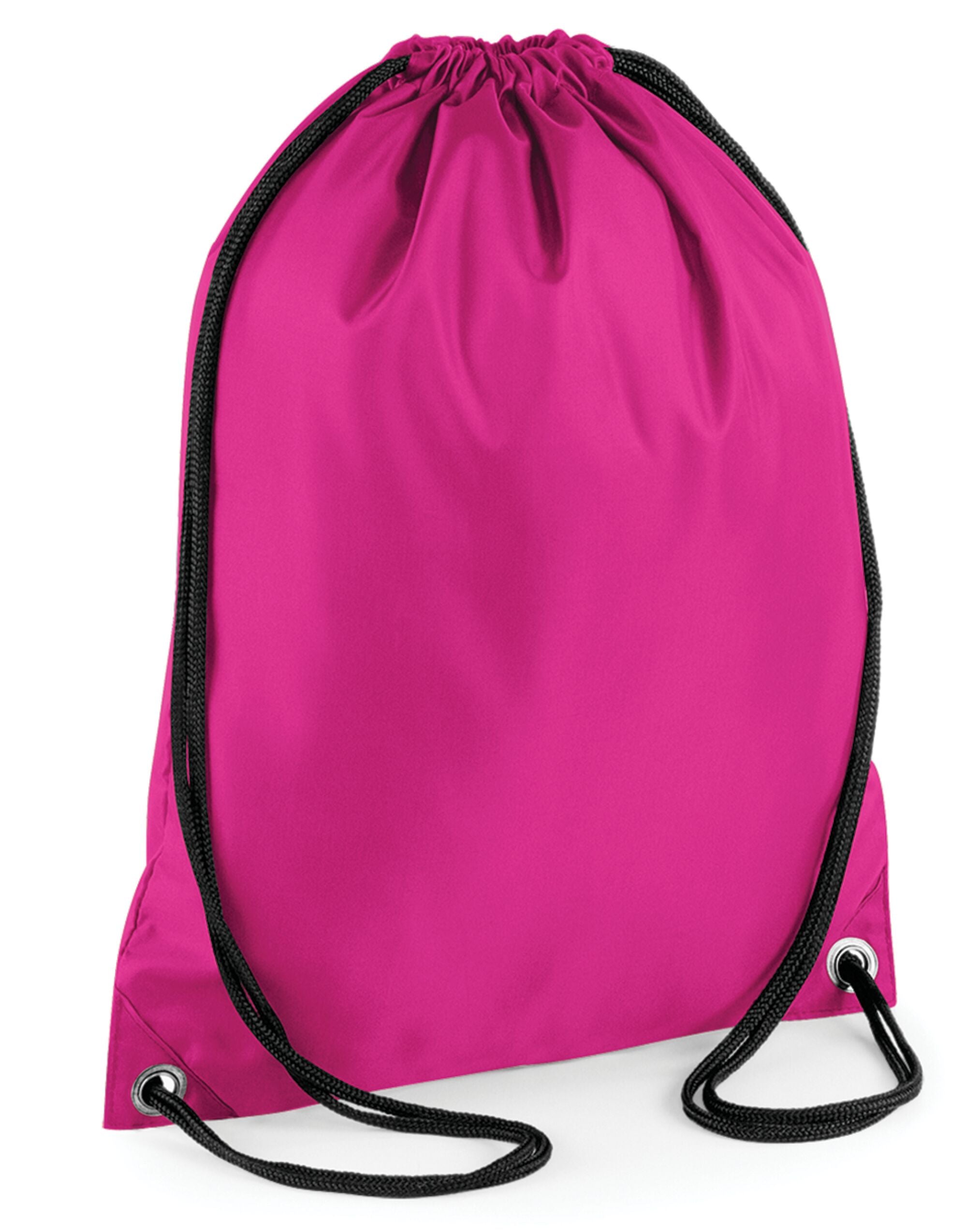 The white Bagbase Budget Gymsac, shown flat to highlight its large printable area for logos or designs.