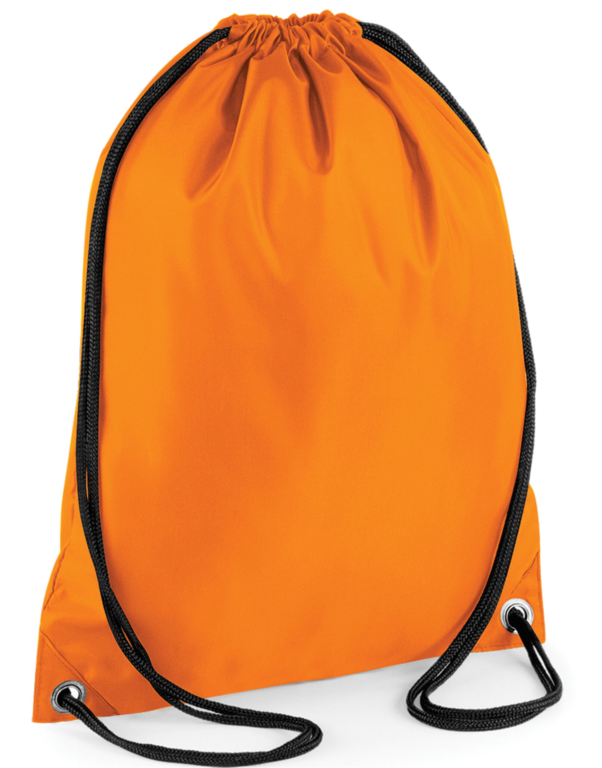A cheerful orange Bagbase Budget Gymsac, perfect for standing out in a crowd.
