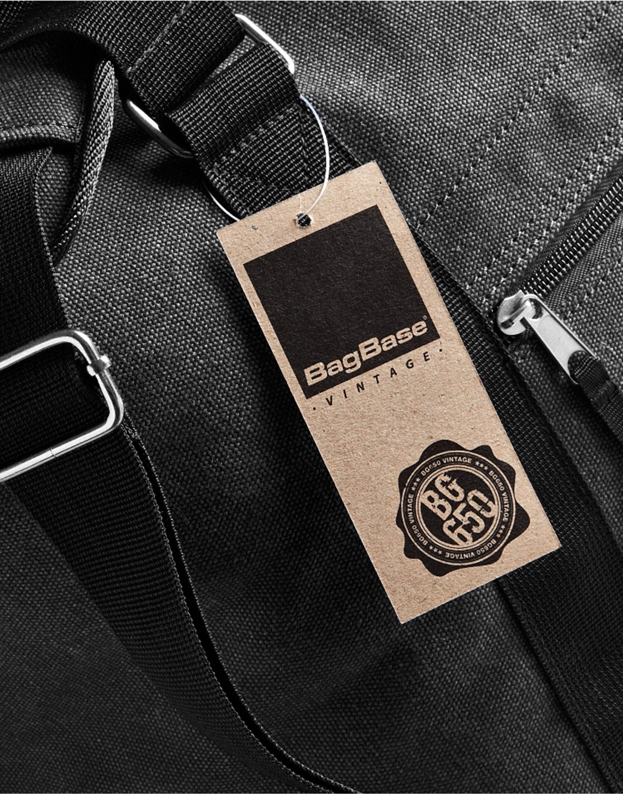 Detail of the padded base with protective feet on the Bagbase Vintage Canvas Weekender.