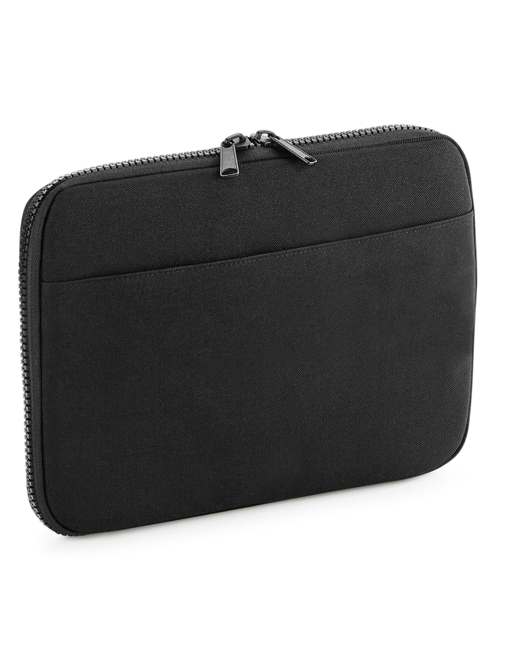 Front view of the black Bagbase Essential Tech Organiser, a compact case for cables and accessories.