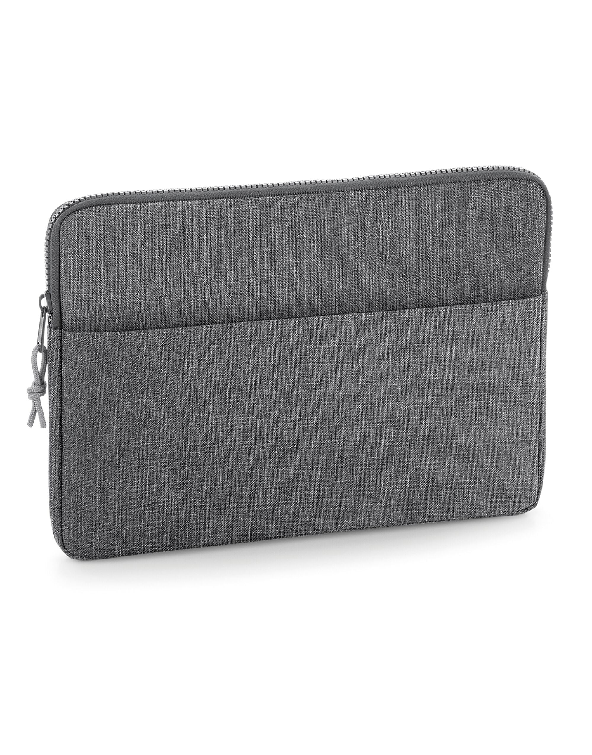 The black Bagbase Essential 13" Laptop Case with a laptop inside to demonstrate its fit and function.