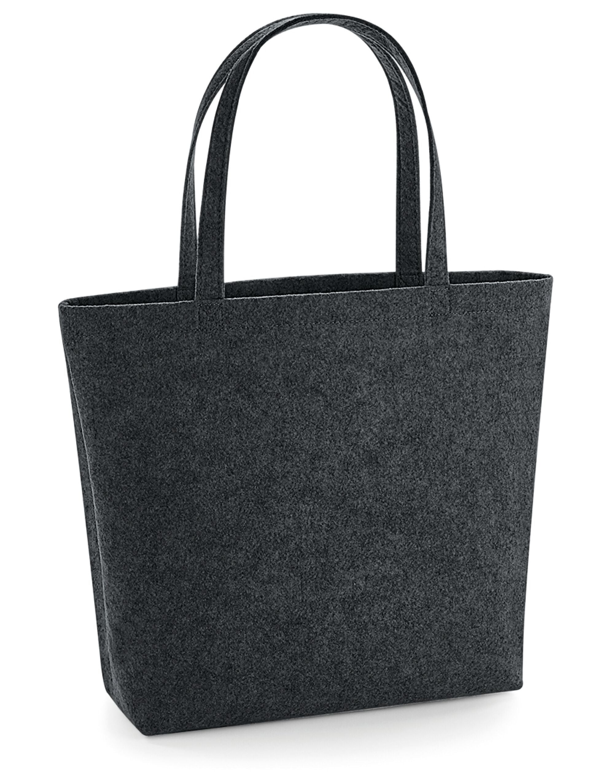 Close-up of the durable felt fabric and reinforced stitching on the handles of the Bagbase Shopper.