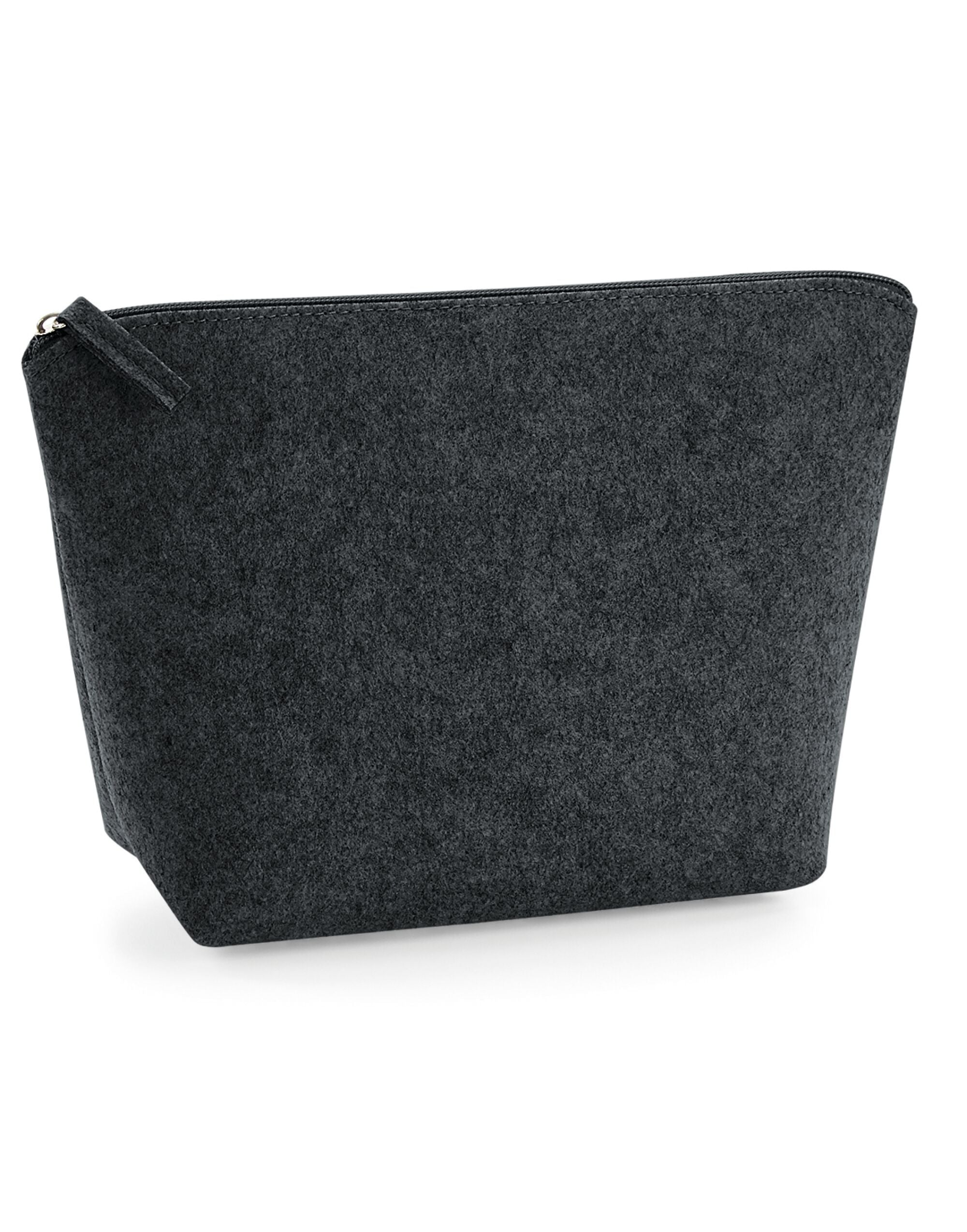 The dark grey Bagbase Felt Accessory Bag, a stylish and practical companion to the larger felt totes.