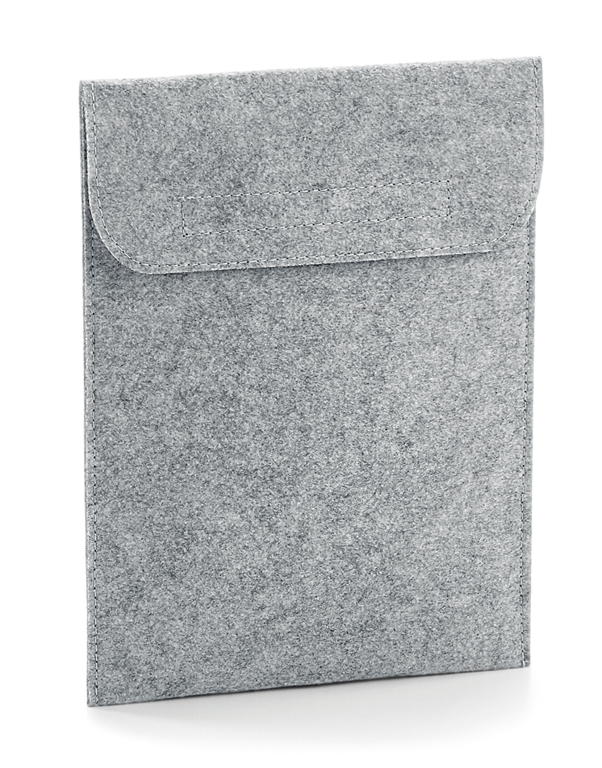 The dark grey felt sleeve with an iPad, providing a sophisticated and eco-friendly protective layer.