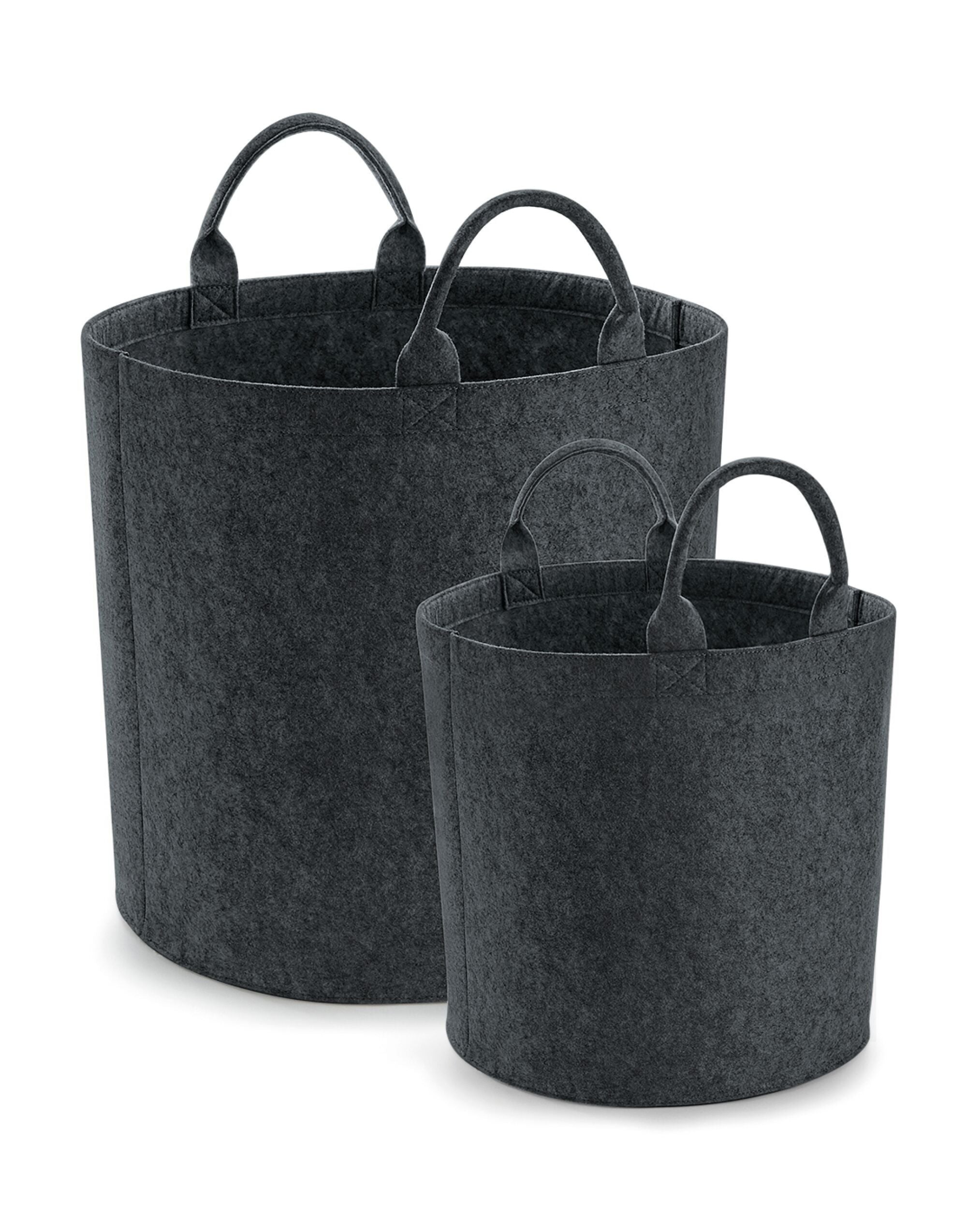 Close-up of the sturdy felt construction and webbing carry handles of the Bagbase Trug.