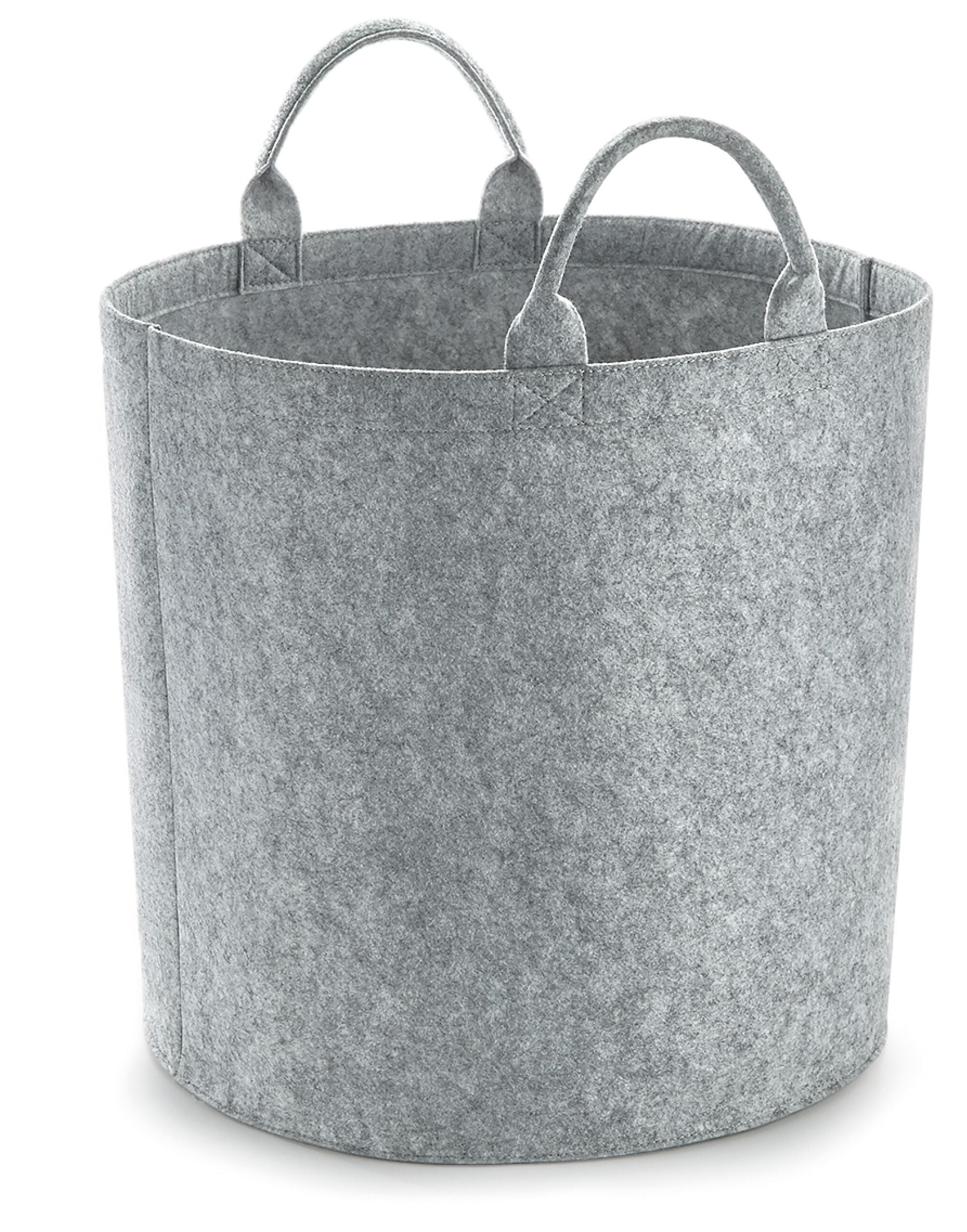 The small Felt Trug used on a shelf, showcasing its use as a stylish organizer.