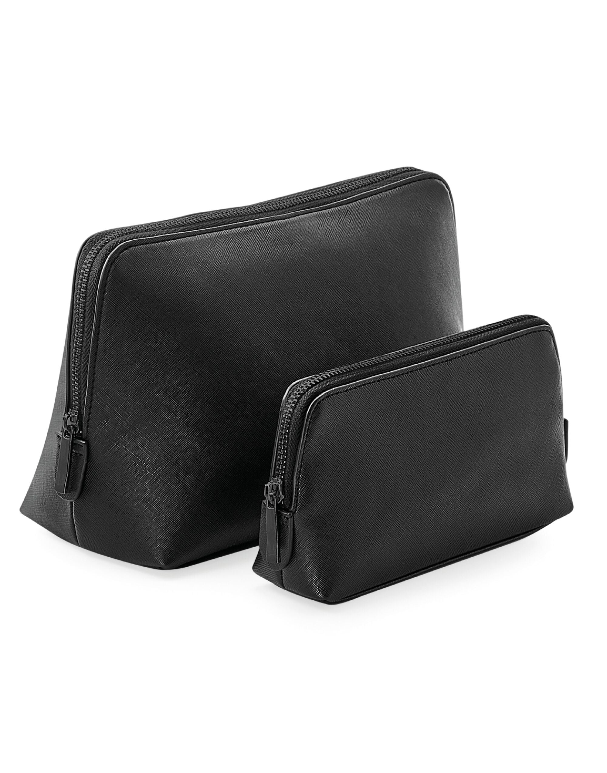 The light grey Boutique Accessory Case, featuring a main compartment and gold metal zip.