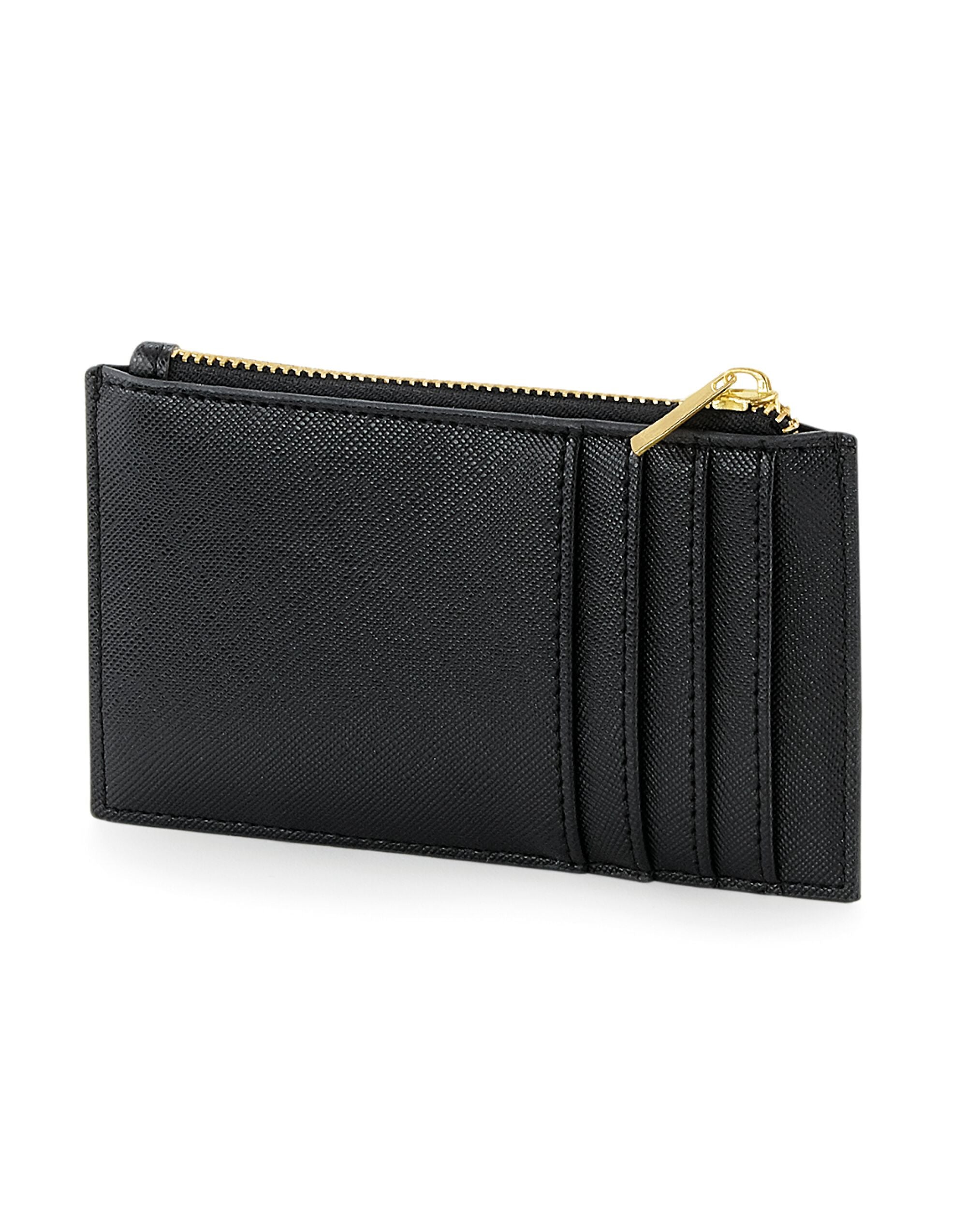 Angled view of the soft pink Boutique Card Holder, showing its multiple card slots.