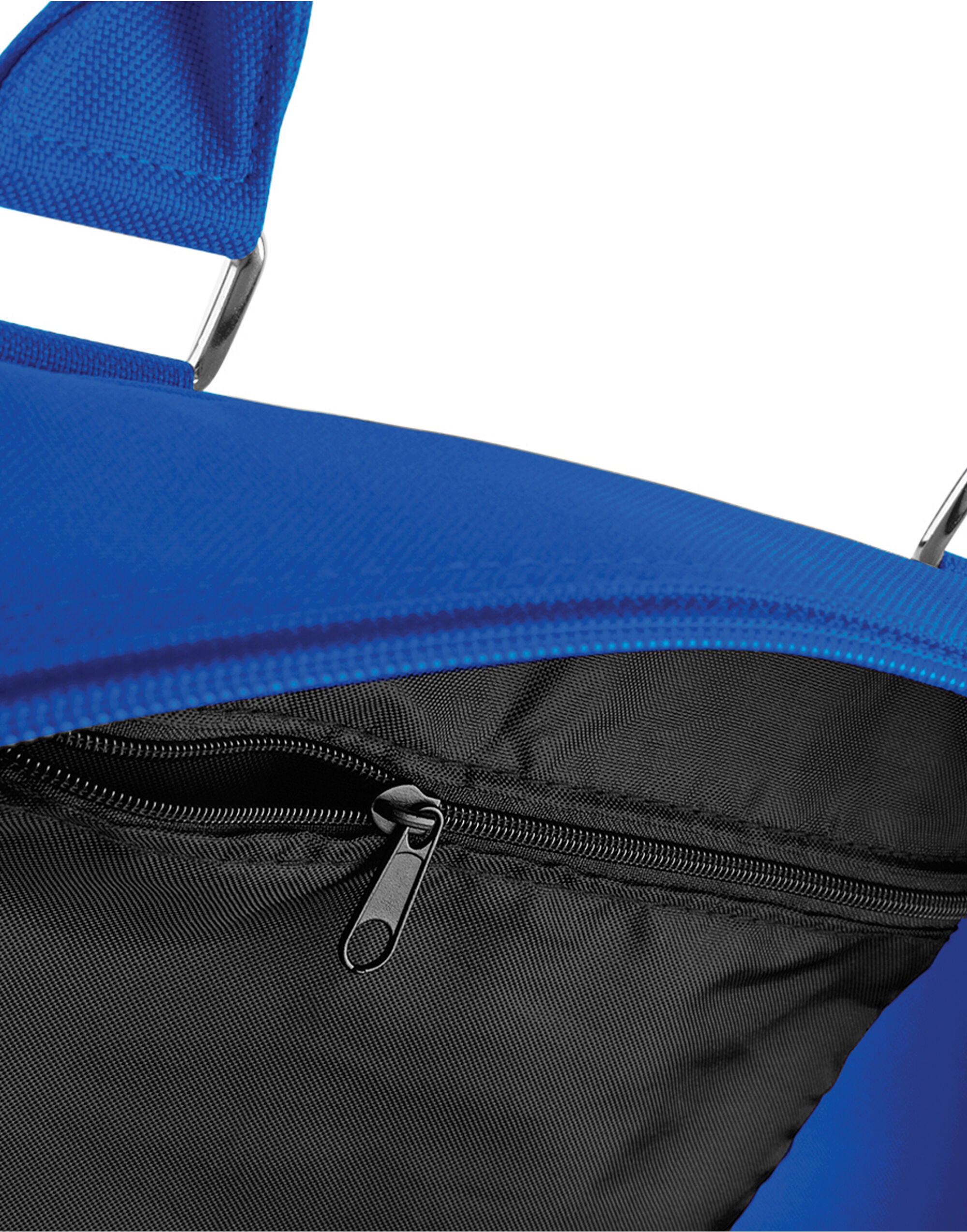 Detail of the zippered front pocket, perfect for storing smaller, essential items.