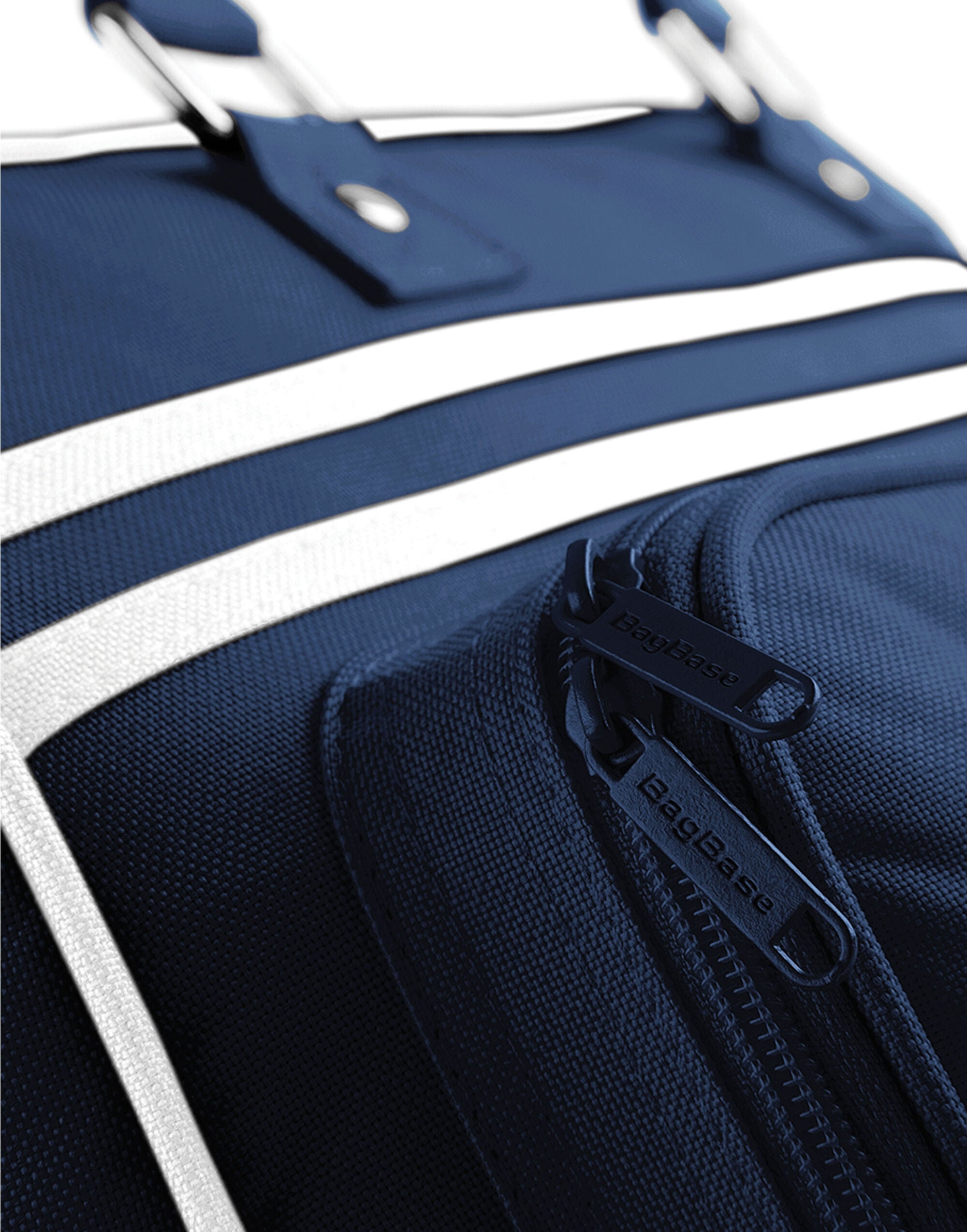 The white and sky blue Retro Bowling Bag, a light and airy color choice.