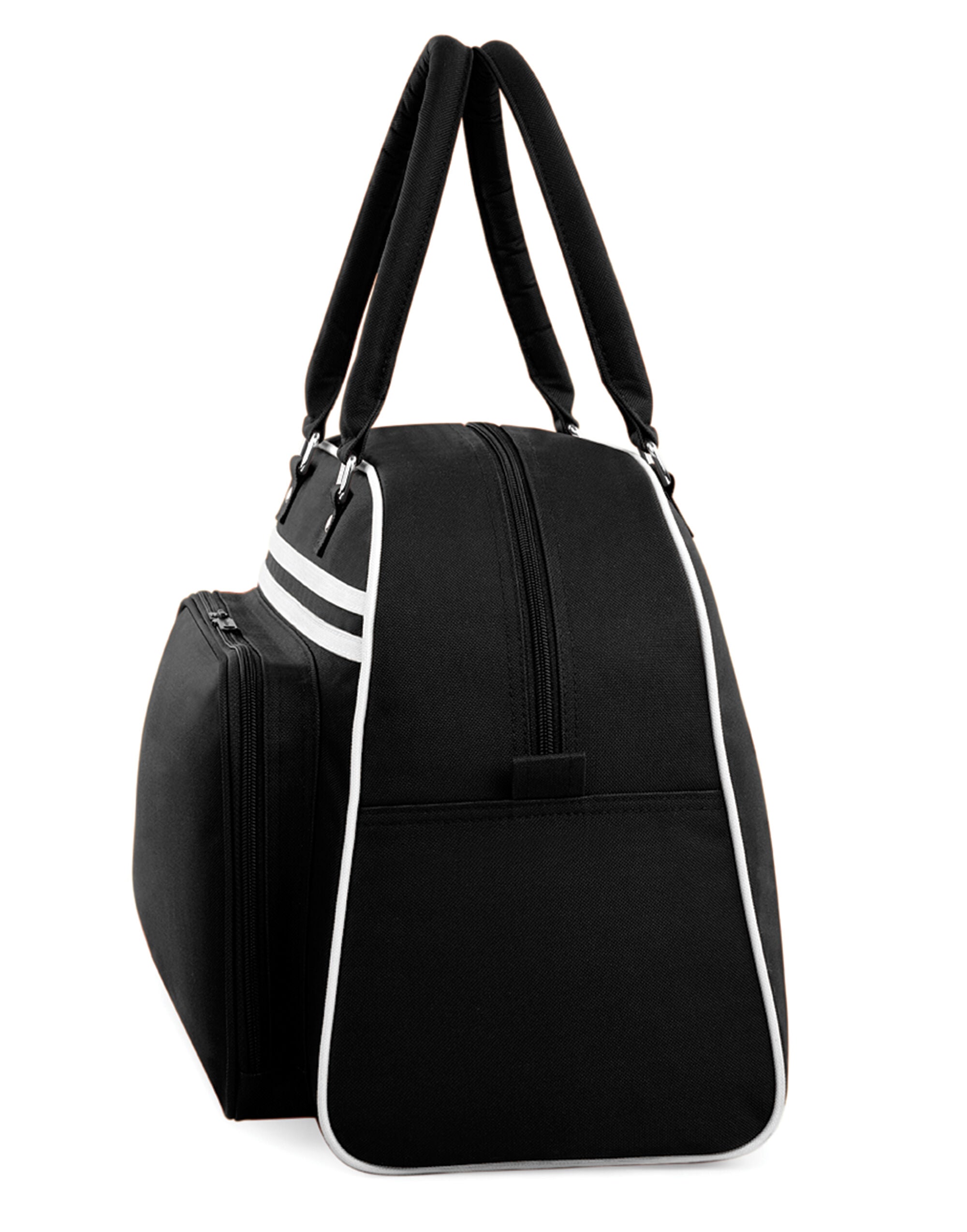 The Bagbase Retro Bowling Bag in a classic bottle green and white design.