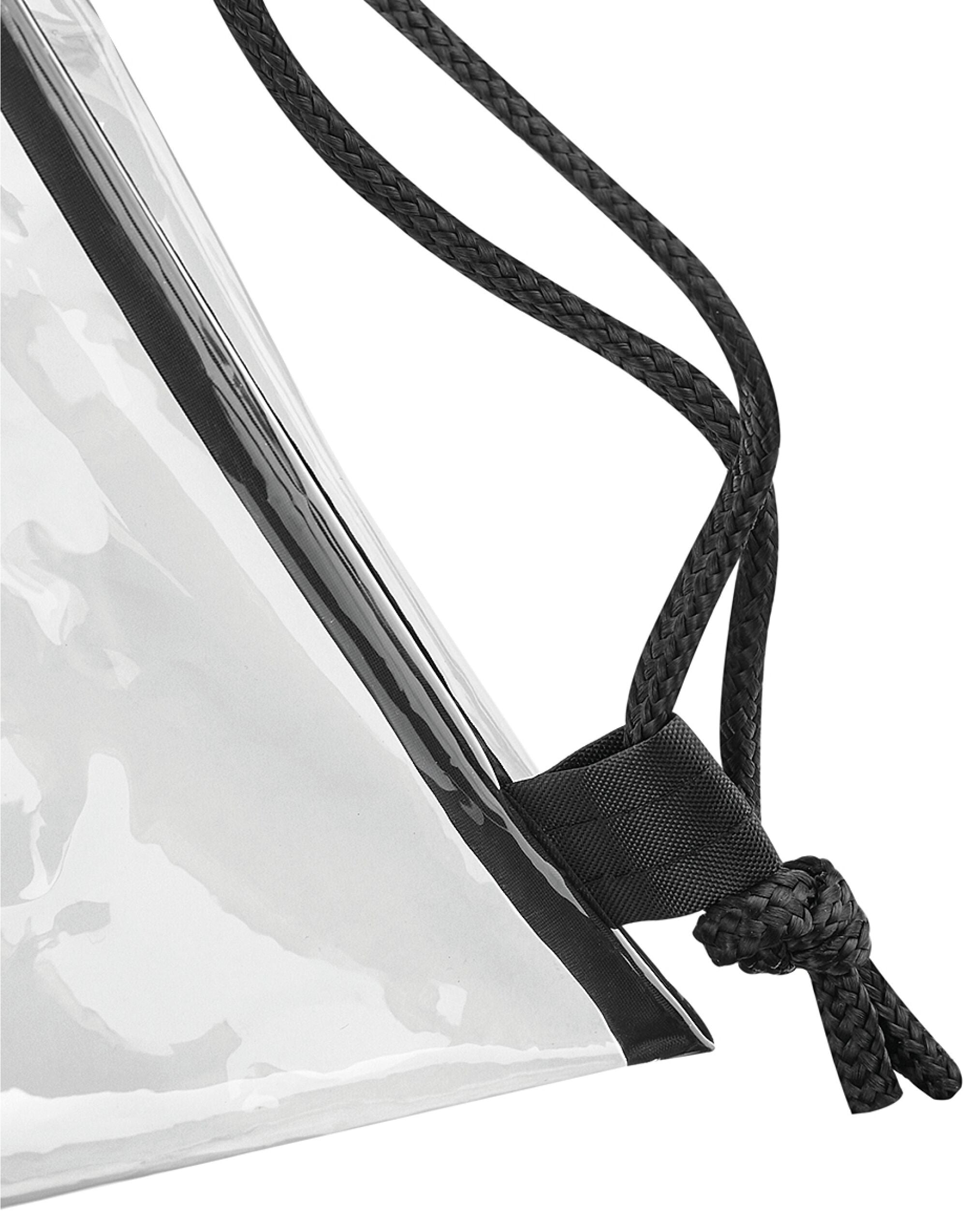 Close-up of the durable, clear PVC material and reinforced corners of the Bagbase Clear Gymsac.