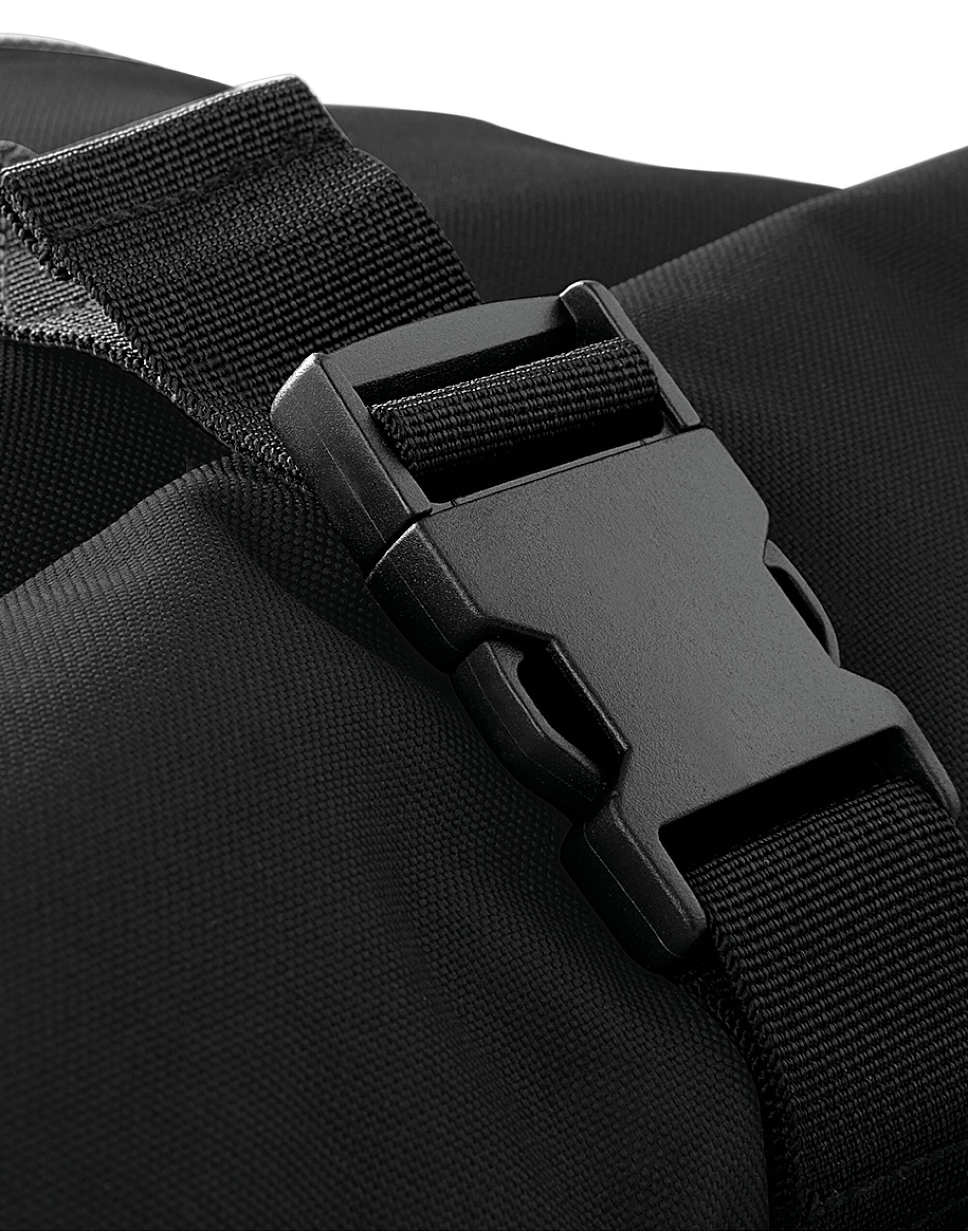 The Bagbase Roll-Top Backpack in a heather grey, shown with its top unrolled to reveal maximum capacity.