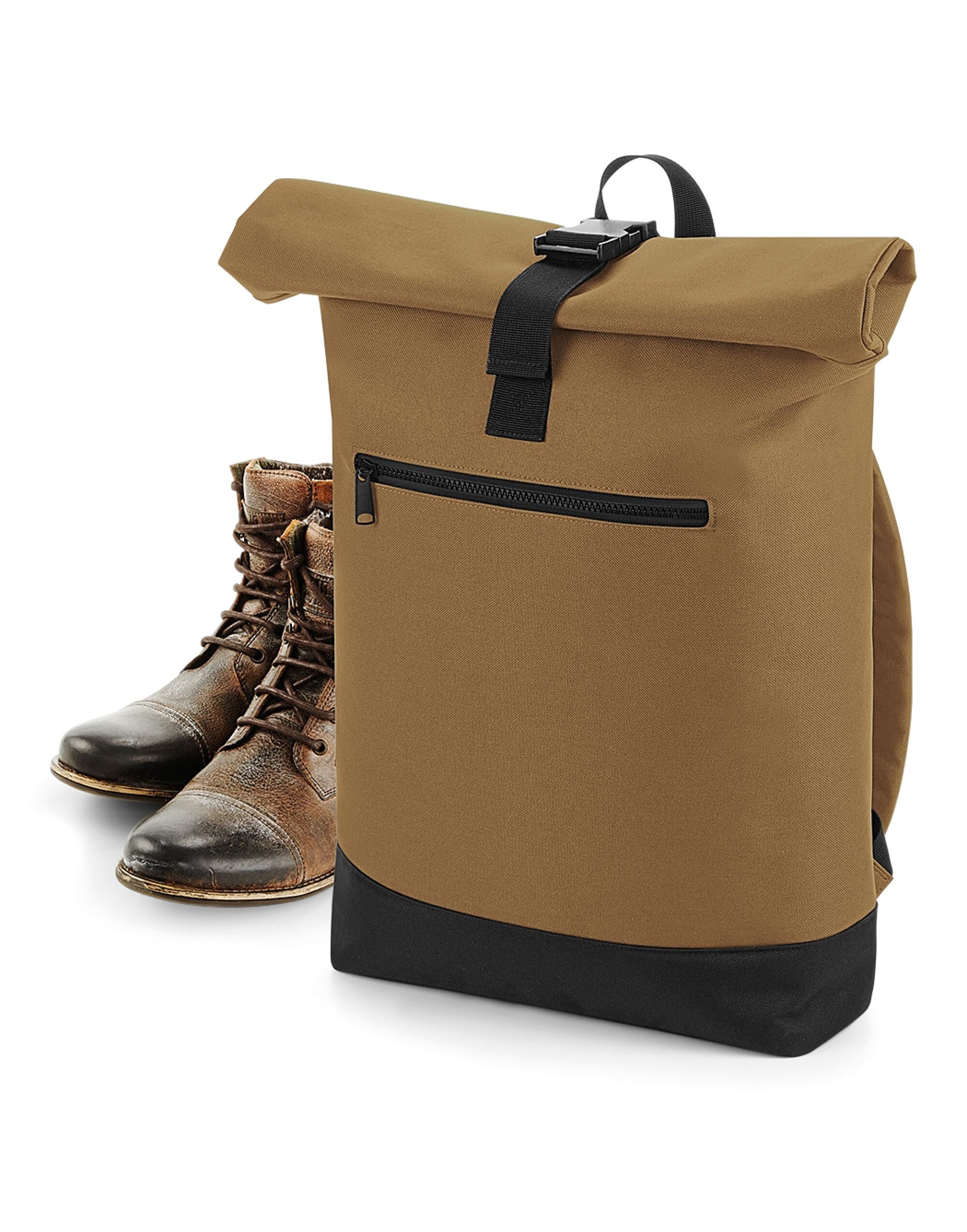 Top-down view of the Bagbase Roll-Top Backpack, showing the spacious main compartment opening.