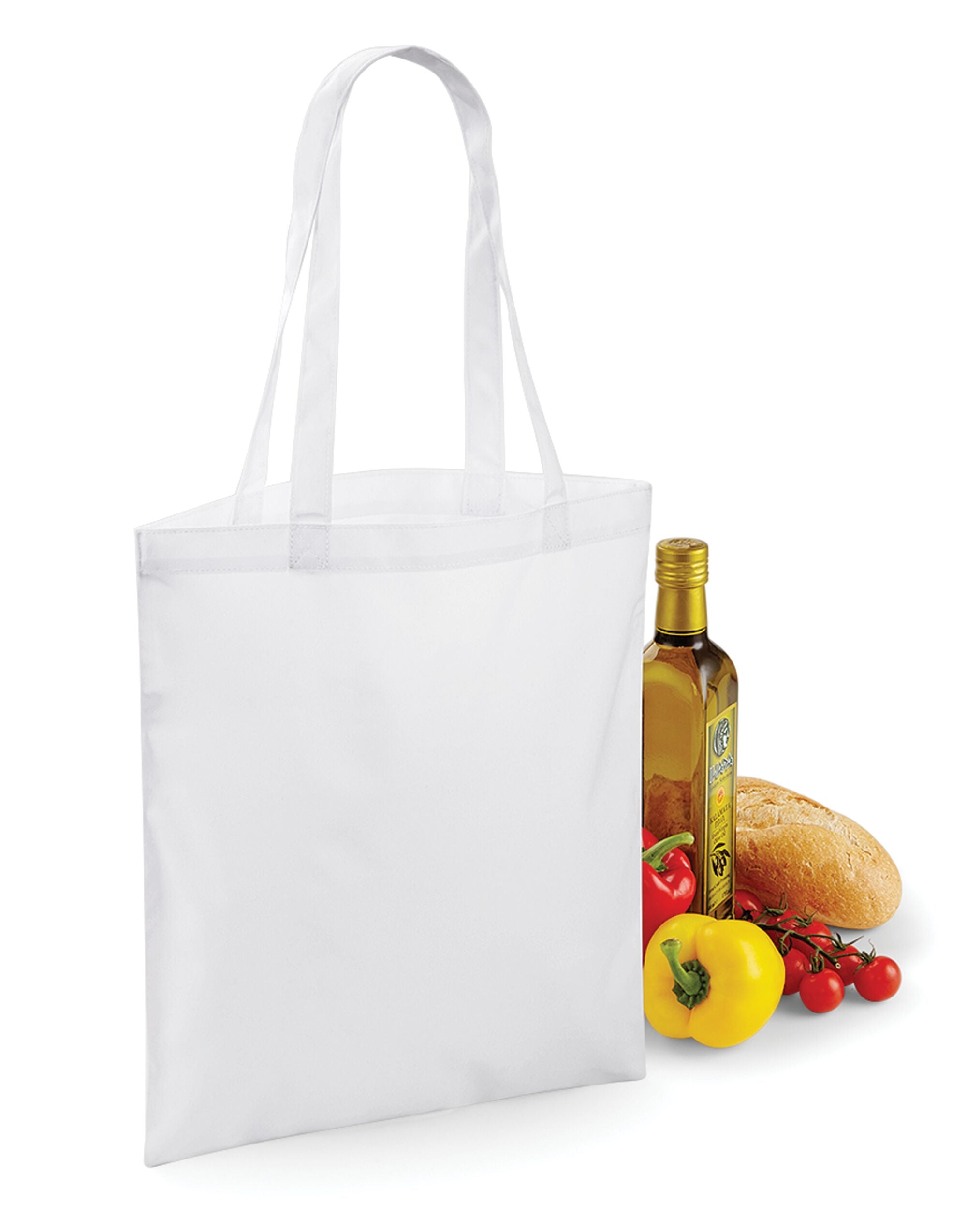A blank Bagbase Sublimation Shopper bag, laid flat to display the full printable surface area.