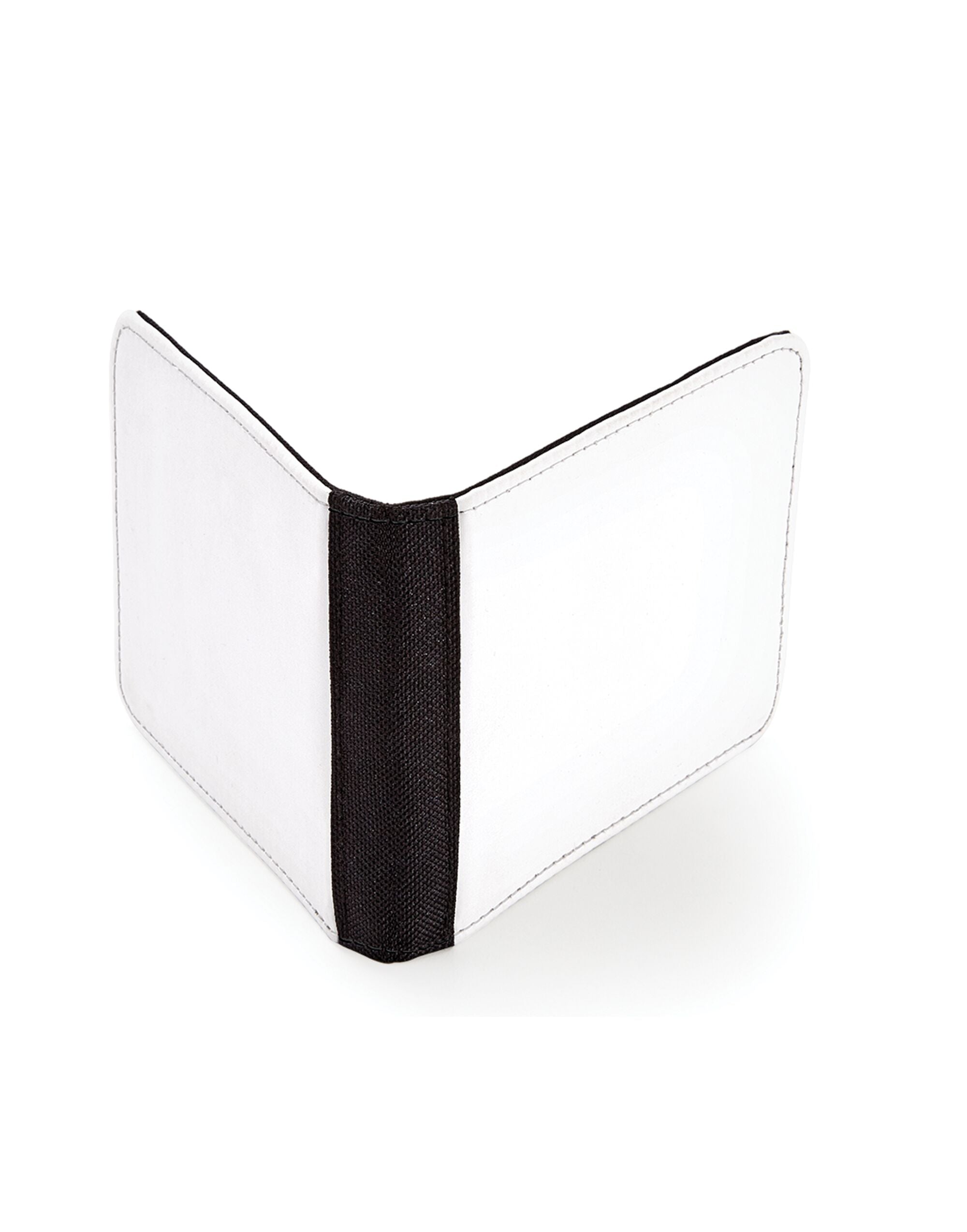 Close-up of the white polyester fabric on the Bagbase Sublimation Wallet, ideal for vibrant printing.