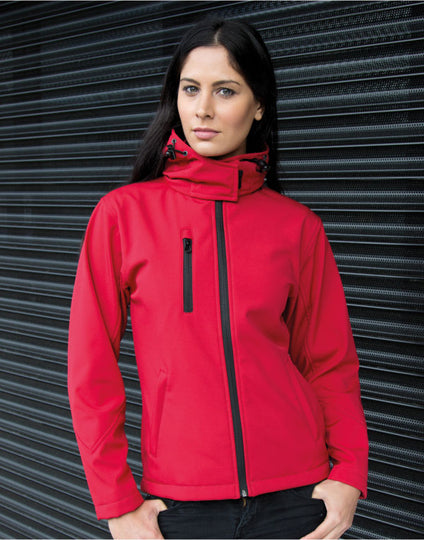 Result Core Women'S Tx Performance Hooded Softshell Jacket - Black/ Grey