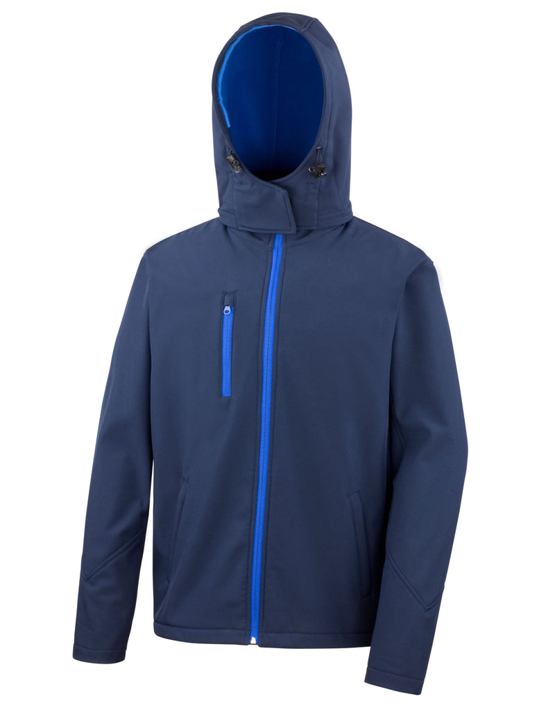Result Core Men'S Recycled Hooded Softshell - Navy/Royal