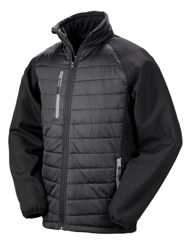 Result Recycled Compass Padded Softshell Jacket - Black/ Grey