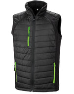 Result Recycled Compass Padded Softshell Gilet - Black/Lime Green