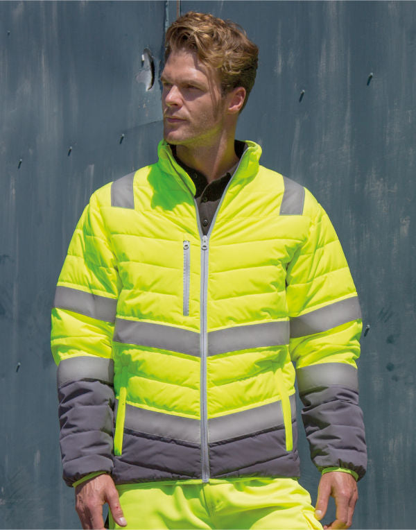 Result Safeguard Men'S Soft Padded Safety Jacket - Fluorescent Orange