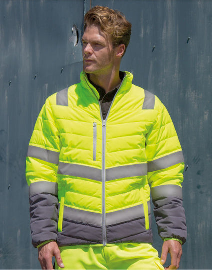 Result Safeguard Men'S Soft Padded Safety Jacket - Fluorescent Orange