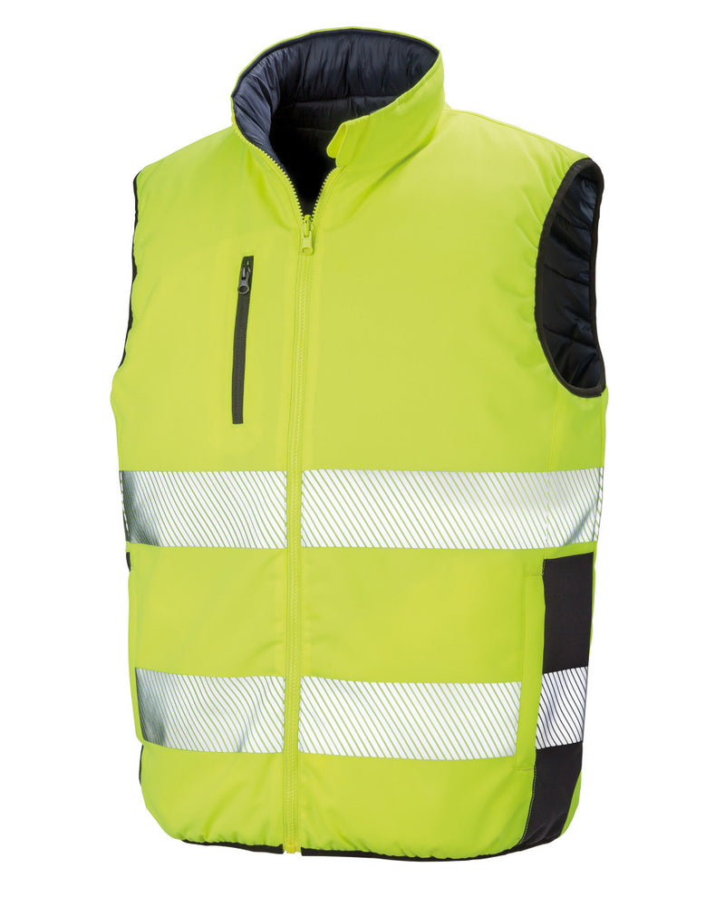 Result Safeguard Reversible Soft Padded Safety Gilet - Fluorescent Yellow/Navy