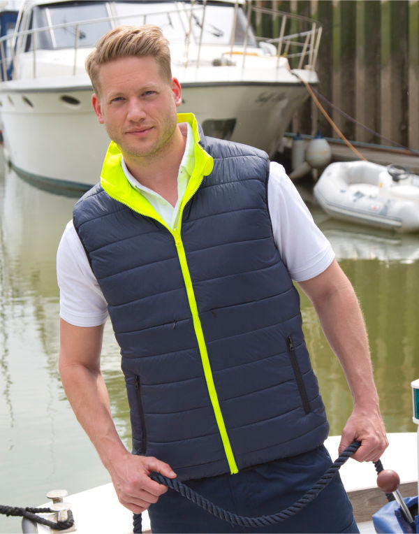Result Safeguard Reversible Soft Padded Safety Gilet - Fluorescent Orange/Navy