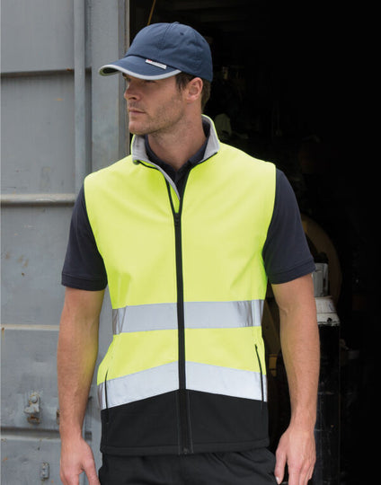 Result Safeguard Printable Safety Softshell Gilet - Fluorescent Orange/Black