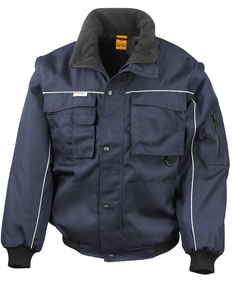 Work-Guard by Result Zip Sleeve Heavy Duty Jacket - Navy/Navy