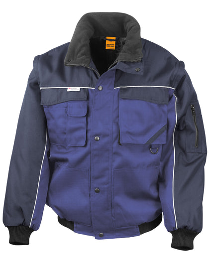 Work-Guard by Result Zip Sleeve Heavy Duty Jacket - Royal/Navy