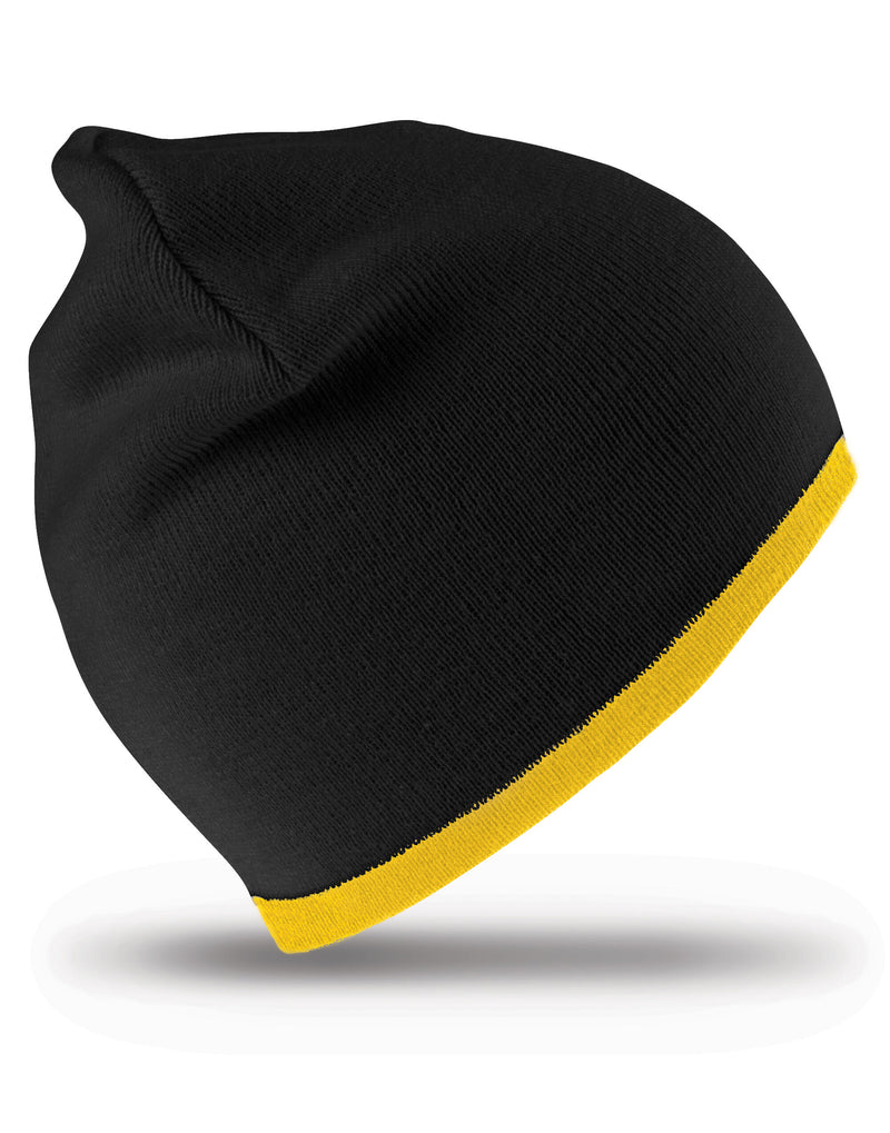 Result Winter Essentials Soft Feel Cuffless Reversible Beanie - Black/Yellow
