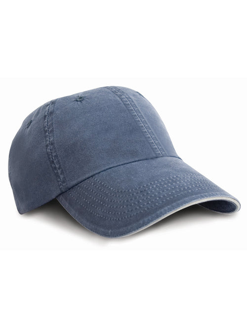 Result Headwear Washed Fine Line Cotton Cap With Sandwich Peak