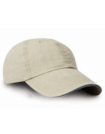 Result Headwear Washed Fine Line Cotton Cap With Sandwich Peak - Putty/Navy