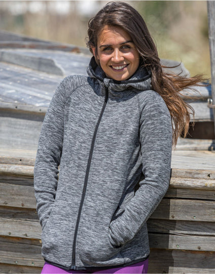 Spiro Fitness Women'S Microfleece Hoodie - Grey/Black