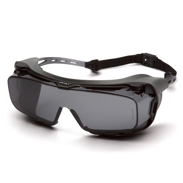Supertouch Pyramex Cappture safety spectacles with a grey anti-fog lens.