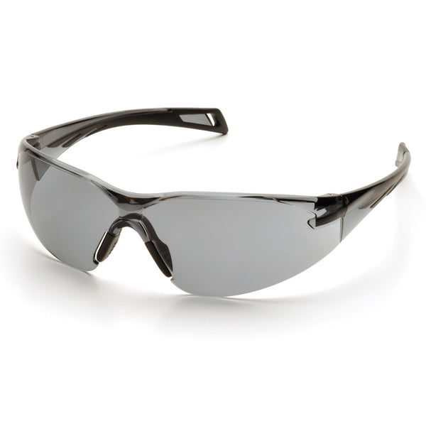 Supertouch Pyramex PMXSLIM slim-fit safety glasses with a grey lens.