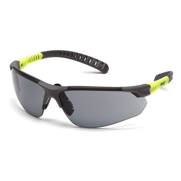 Pyramex Sitecore safety glasses with black and Grey frame, grey lens, panoramic protective eyewear