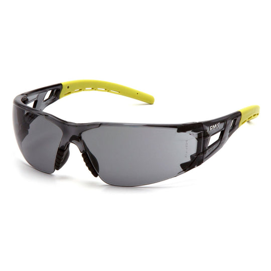 Pyramex Fyxate safety spectacle with grey anti-fog lens.