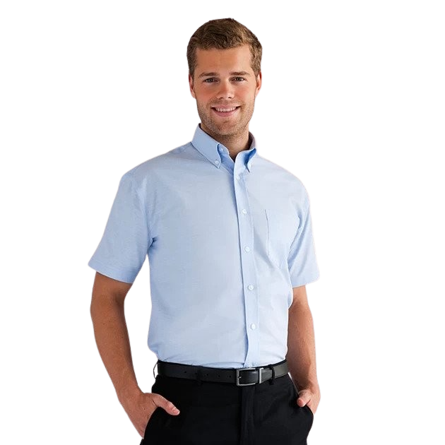 Russell Mens Short Sleeve Oxford Shirt Oxford Blue