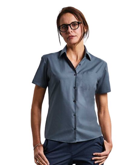 Russell Ladies Short Sleeve Polycotton Poplin Shirt