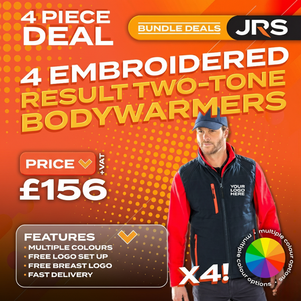 4x Embroidered Result Two-Tone Bodywarmer/Gilet with Company Logo