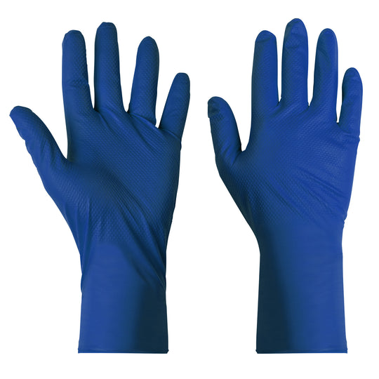 Close-up of the textured grip on Supertouch Diamond Grip nitrile gloves.