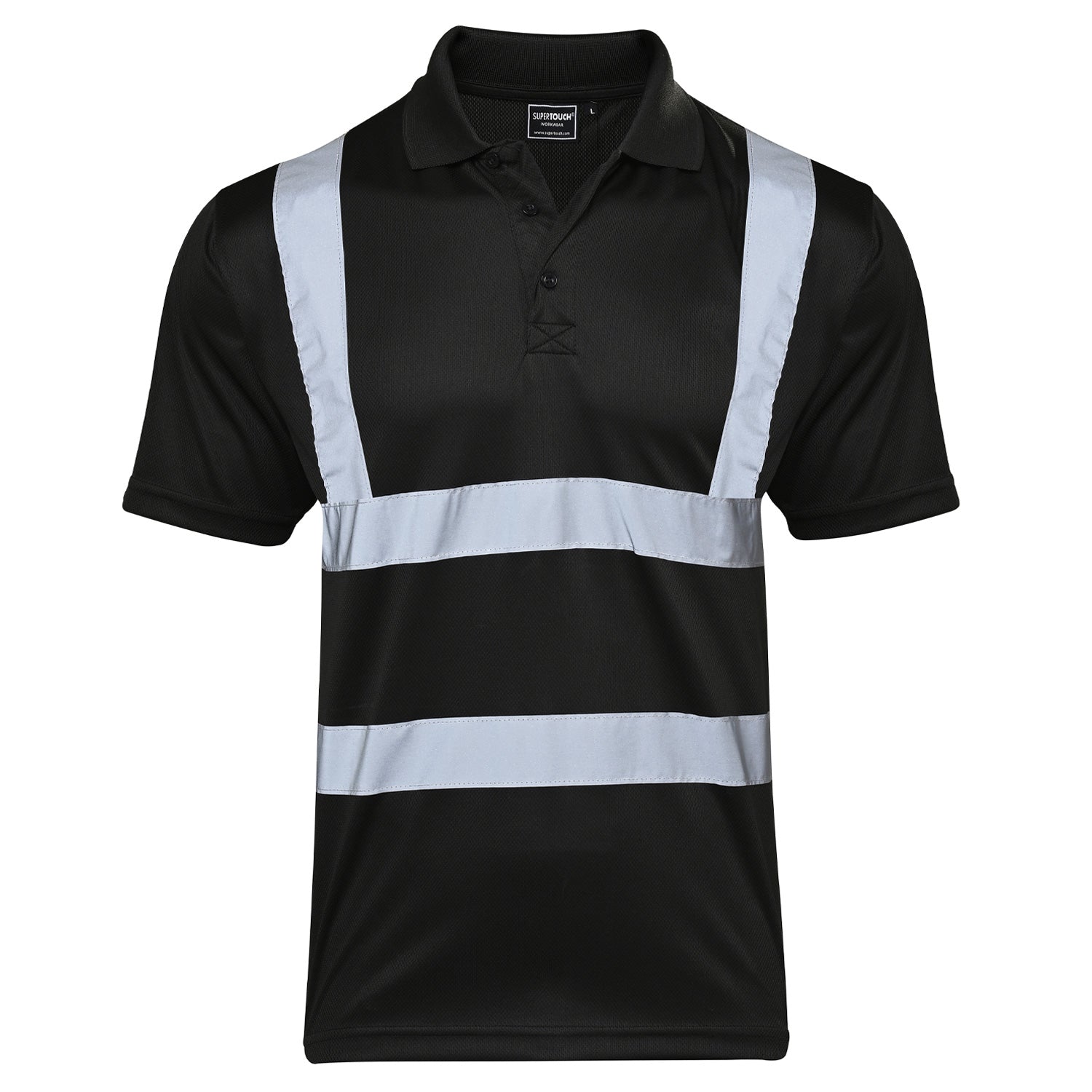 Supertouch Hi Vis Black Bird Eye Polo Shirt - [CLEARANCE]