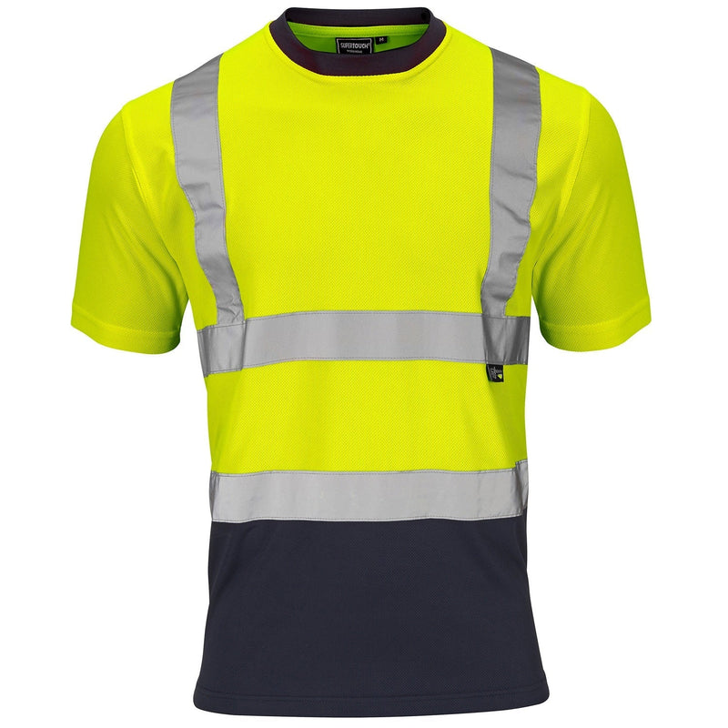 Supertouch Hi Viz Two Tone Short Sleeve Bird Eye Tee Shirt - [CLEARANCE]