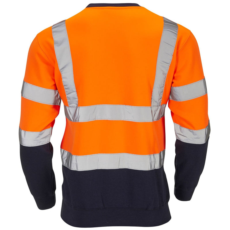 Back of the Supertouch hi-vis two-tone sweatshirt.