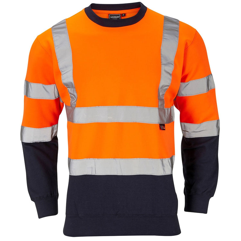 Alternate front view of the hi-vis two-tone yellow sweatshirt.