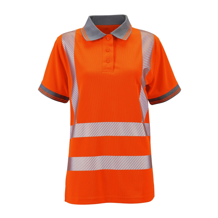 Edited front view of the Supertouch Ladies Savannah hi-vis yellow polo.