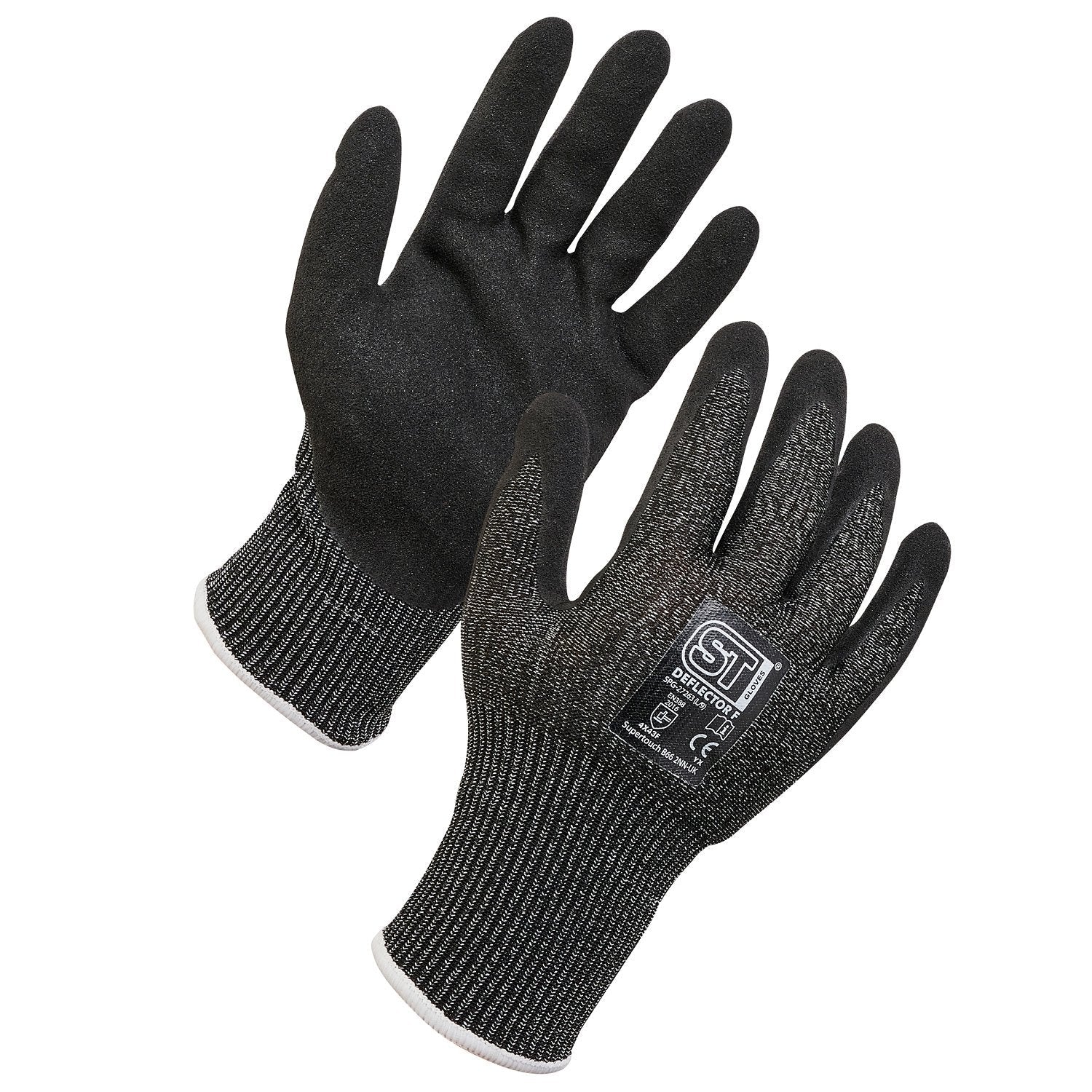 Black Supertouch Topaz Therma gloves with a black foam latex coating for cold handling.